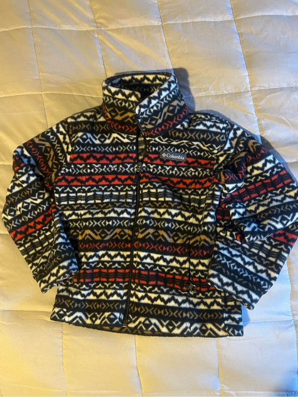 Columbia Kids Black, White & Red Patterned Fleece Jacket